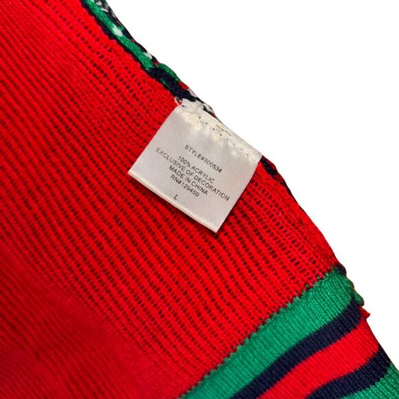 Rockin Around Nice/Naughty Sequin Message Unisex Ugly Christmas Sweater (L) - Picture 5 of 7